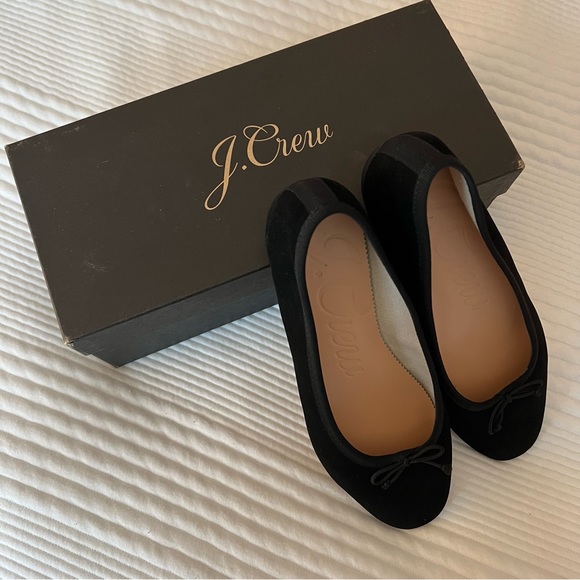 J. CREW Zoe Ballet Flats Black Suede Size 7 NWT